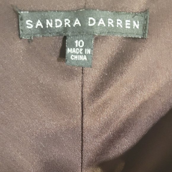 SANDRA DARREN WOMENS BROWN SHORT SLEEVE VEGAN VELVET LACE NECK DRESS - Picture 13 of 13